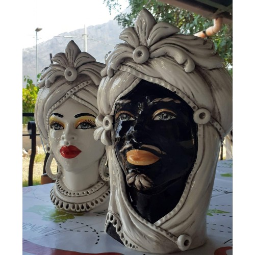 Caltagirone-Mohrenkopf, Farbe Antikweiß, Höhe ca. 28 cm, Mod RP