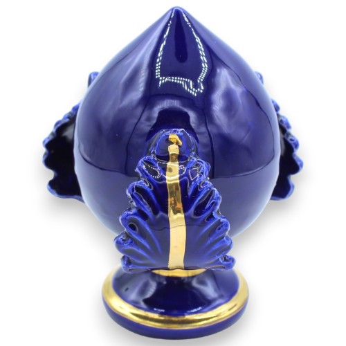 Pumo in Caltagirone keramiek - h 15 cm ca. Kobaltblauw en afgewerkt met 24k puur goud email -  2