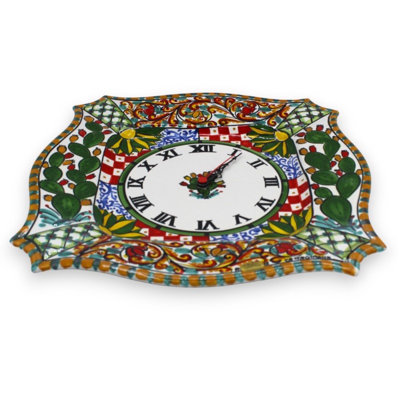 Reloj de cerámica Caltagirone serie ÈLITE h 38 cm aprox. Completo con equipo, decoración de carro siciliano. - 