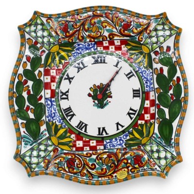 Reloj de cerámica Caltagirone serie ÈLITE h 38 cm aprox. Completo con equipo, decoración de carro siciliano. - 