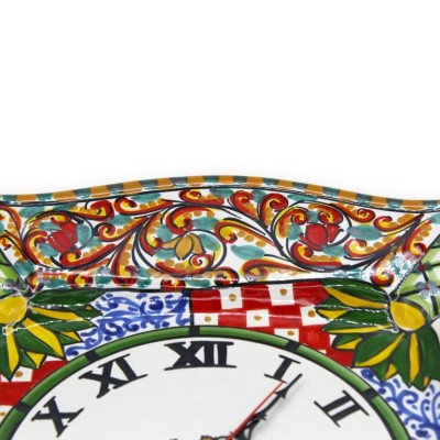Reloj de cerámica Caltagirone serie ÈLITE h 38 cm aprox. Completo con equipo, decoración de carro siciliano. - 