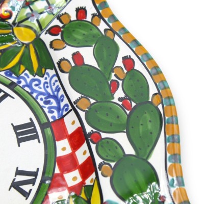 Reloj de cerámica Caltagirone serie ÈLITE h 38 cm aprox. Completo con equipo, decoración de carro siciliano. - 