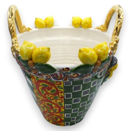 Caltagirone-Keramikkaffee der ELITE-Serie – H ca. 37 x 38 cm. Sizilianische Karrendekoration und Emaille aus 24-karätige 2