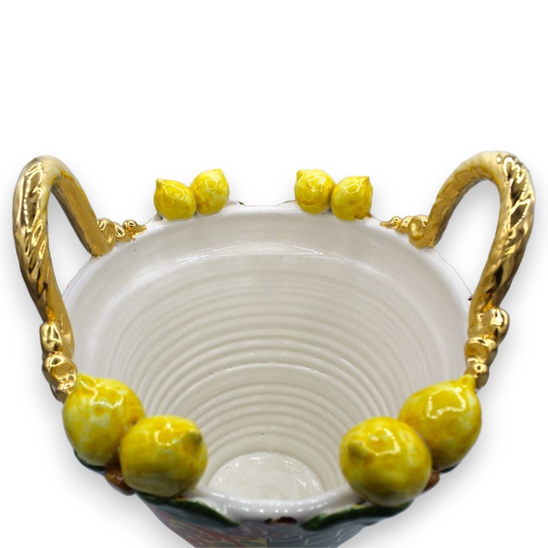 Caltagirone cerâmica café série ELITE - h 37 x 38 cm aprox. Decoração de carrinho siciliano e esmalte ouro puro 24k - 