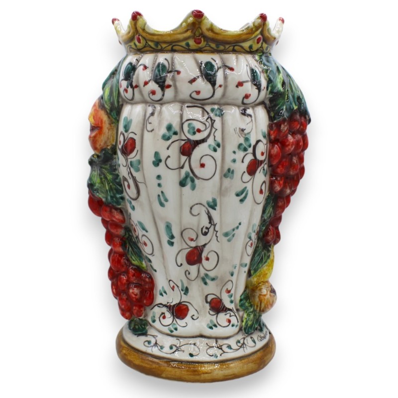 Maurische Köpfe aus Caltagirone, Höhe ca. 38 cm. (Pärchen) mit Krone, Zitronen und Trauben - 