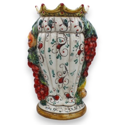 Maurische Köpfe aus Caltagirone, Höhe ca. 38 cm. (Pärchen) mit Krone, Zitronen und Trauben - 