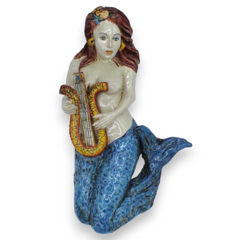 Sirena da parete suonatrice di Cetra, in ceramica Caltagirone - h 32 cm ca. - 