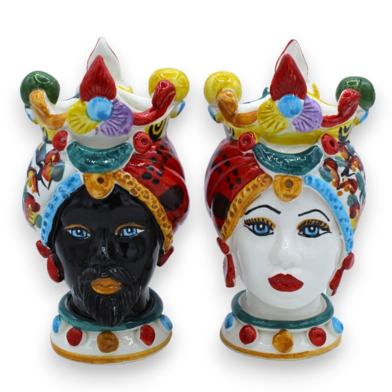 Cabezas de Moro Caltagirone h 17 cm aprox. Serie ÉLITE, decoración de carro siciliano MD1 - 