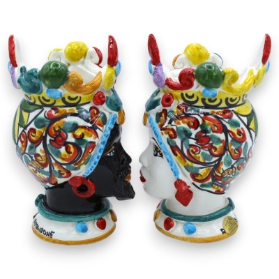 Cabezas de Moro Caltagirone h 17 cm aprox. Serie ÉLITE, decoración de carro siciliano MD1 - 