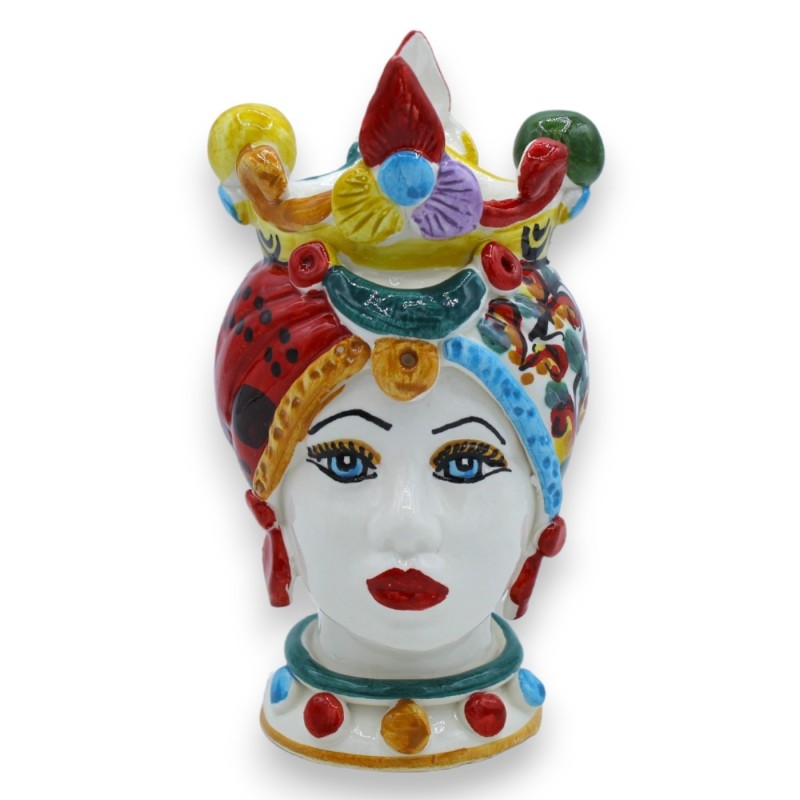 Paar Moro-Köpfe Caltagirone H ca. 16 cm ÈLITE-Serie, mehrfarbiges sizilianisches Wagendekor MD1 - 