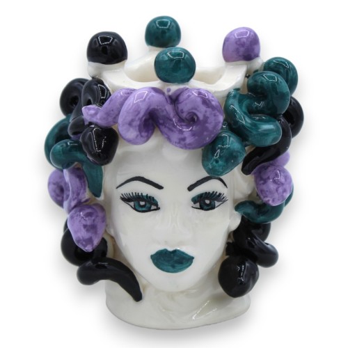 Head of Medusa, mythological figure, in Caltagirone ceramic - h 12 with Crown MOD 1 - 