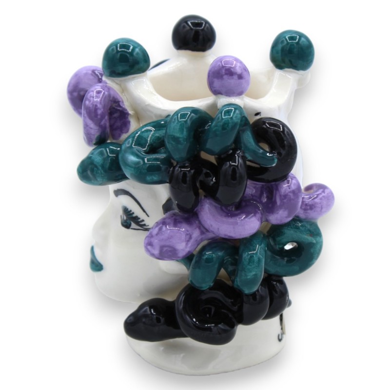 Head of Medusa, mythological figure, in Caltagirone ceramic - h 12 with Crown MOD 1 - 