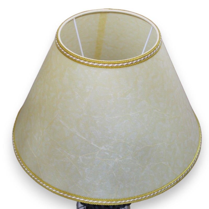Lume Pigna Caltagirone, h 55 cm ca. serie ÈLITE, nero satinato con gambo Design moderno, smalto Oro Zecchino 24k - 