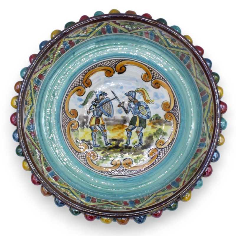 Centrotavola Pigna Multicolor Madreperla in ceramica Caltagirone Ø 30 cm ca. decoro siciliano con Paladini - 