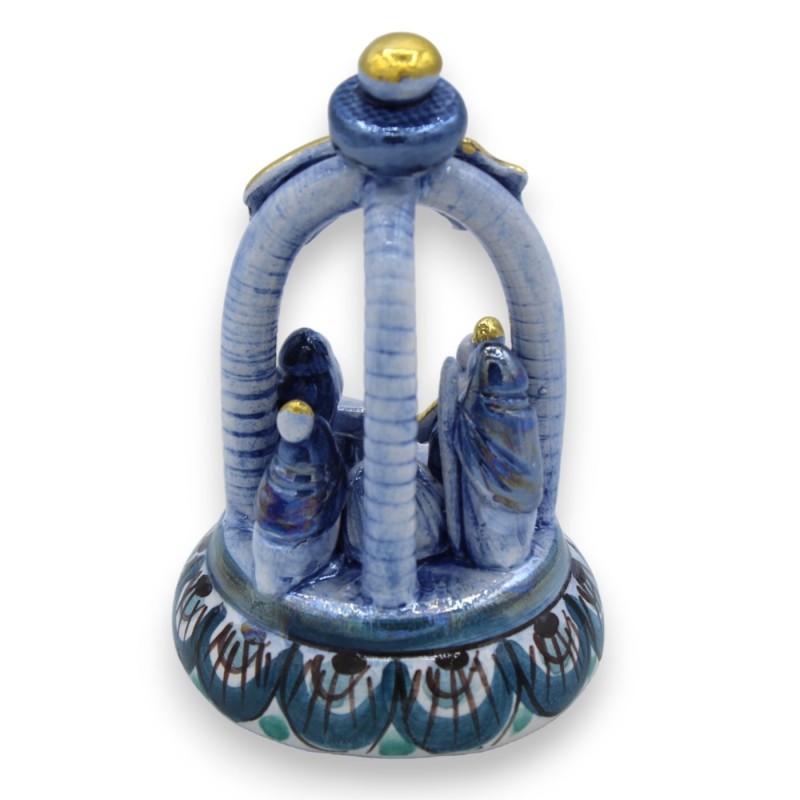 Presépio sino h 10 cm aprox. Esmalte monocromático em madrepérola azul antigo, cerâmica Caltagirone, detalhes em ouro pu