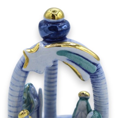 Rzeźby, jajko, w ceramice Caltagirone, dekoracje w 24k mintie złota, h11.5 cm approx. Mod NF - 