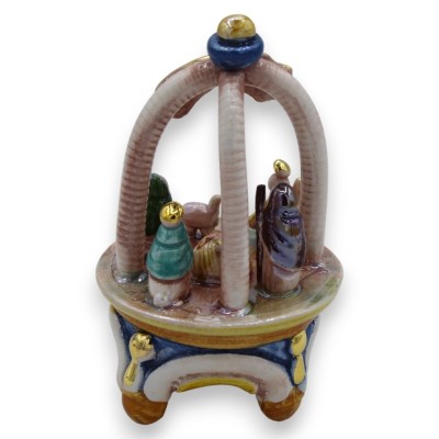 Ceramic Crib z Caltagirone w wieży, dekoracje w 24k złota, h16 cm approx. Mod NF - 