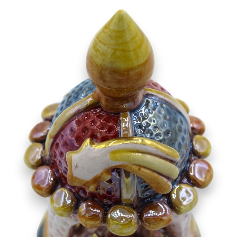 Crafted Stone, in hut, in goede keramiek van Caltagirone, decoraties in 24 mm goud, H12 cm approx. Mod NF - 