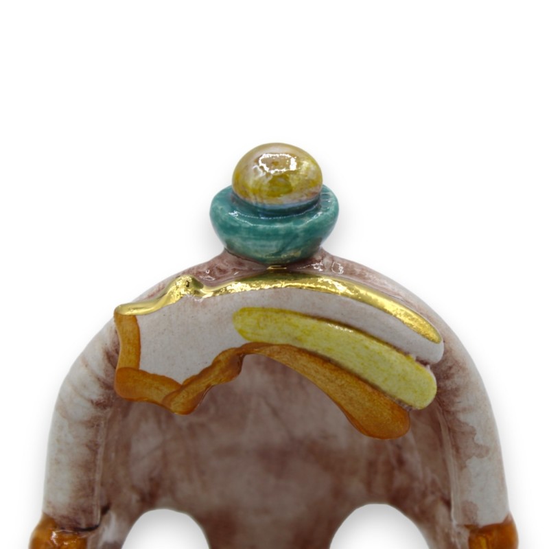 Belén artesanal, en campana azul, en cerámica fina de Caltagirone, adornos en oro puro de 24k, h 14 cm aprox. Formulario