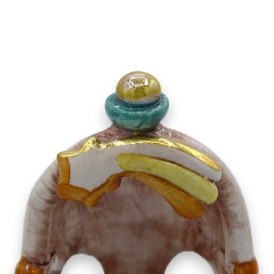 Handcrafted nativity scene, in blue bell, in fine Caltagirone ceramic, decorations in 24k pure gold, approx. h14 cm. For