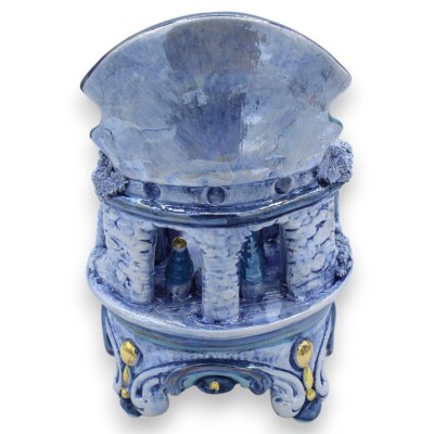 Crèche de Borgo h environ 20 cm Émail nacre bleu antique monochromatique, céramique Caltagirone, détails en or pur 24 ca