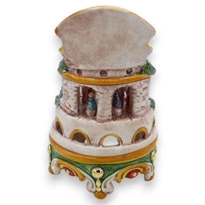 Borgo kerststal h 23 cm ca. polychromatisch parelmoer email, Caltagirone keramiek, details in 24k puur goud - 