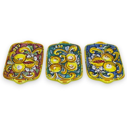 Petit plateau en céramique Caltagirone - environ 20x11 cm. (1pc) Avec 3 options de couleurs, décoration aléatoire - 
