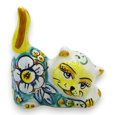 Gato de cerâmica Caltagirone, decorado com limões, 11 cm aprox. mod FL - 