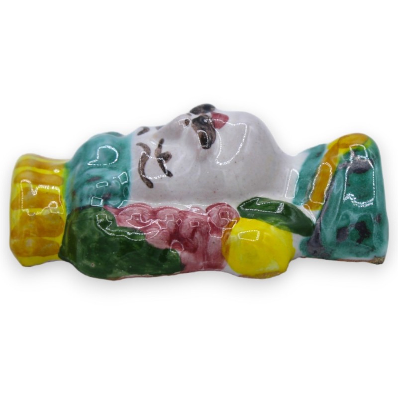 Aimant en céramique sicilienne en forme de tête de maure, h environ 6 cm. (1pc) Avec option pour Homme ou Femme - 