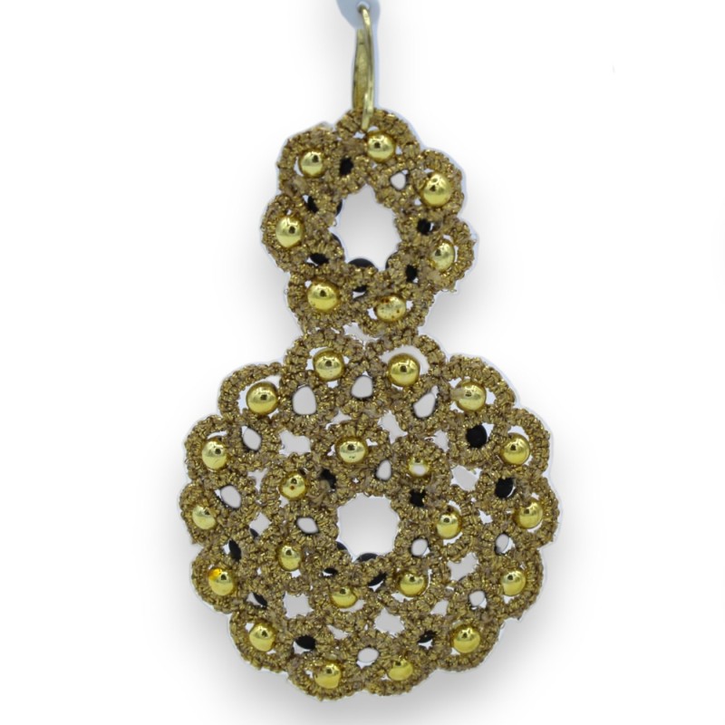 Tatting spetsörhängen - ca h 9 cm med satin onyx - 