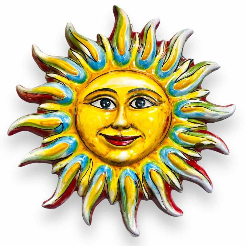 Soleil multicolore en céramique fine sicilienne - diamètre 50 cm - 100% fabriqué à la main - 