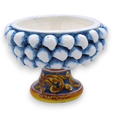 Caltagirone Mezza Pigna Vase - Ø 12 and h 9 cm approx. (1pc) Antique Blue, random stem decoration - 