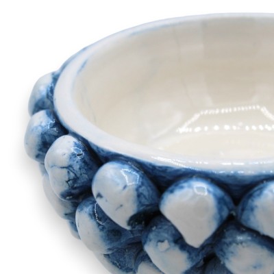 Vase Caltagirone Mezza Pigna - Ø 12 et h 9 cm environ. (1pc) Bleu Antique, décoration de tige aléatoire - 