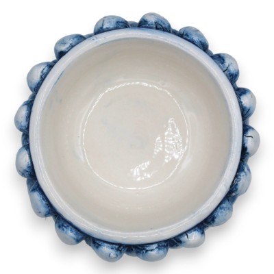 Vaso Mezza Pigna Caltagirone - Ø 12 e h 9 cm ca. (1Unità) Blu Anticato, decoro gambo casuale - 
