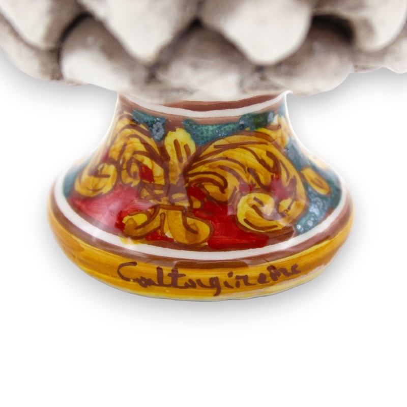 Caltagirone Mezza Pigna Vase - Ø 12 and h 9 cm approx. (1pc) Antique White, random stem decoration - 