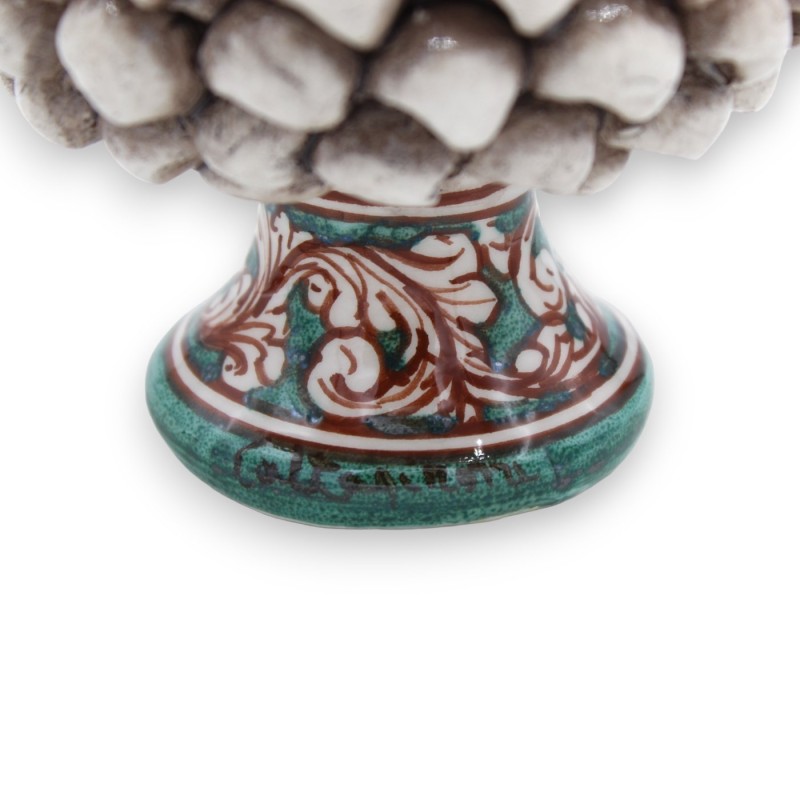 Vase Caltagirone Mezza Pigna - Ø 12 et h 9 cm environ. (1pc) Blanc Antique, décoration de tige aléatoire - 