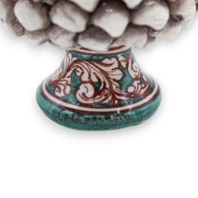 Caltagirone Mezza Pigna Vaas - Ø 12 en h 9 cm ca. (1st) Antiek Wit, willekeurige steeldecoratie - 