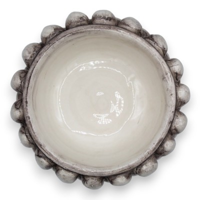 Caltagirone Mezza Pigna Vaas - Ø 12 en h 9 cm ca. (1st) Antiek Wit, willekeurige steeldecoratie - 
