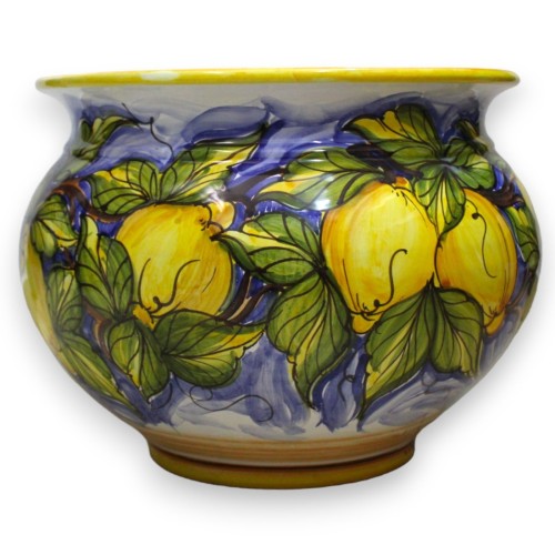 Cachepot Pot de fleurs sicilien en céramique, décoration citron sur fond bleu, avec différentes options de tailles (1pc) 2