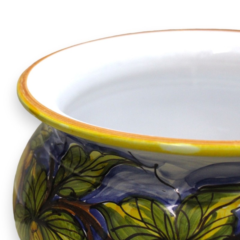 Cachepot Pot de fleurs sicilien en céramique, décoration citron sur fond bleu, avec différentes options de tailles (1pc)