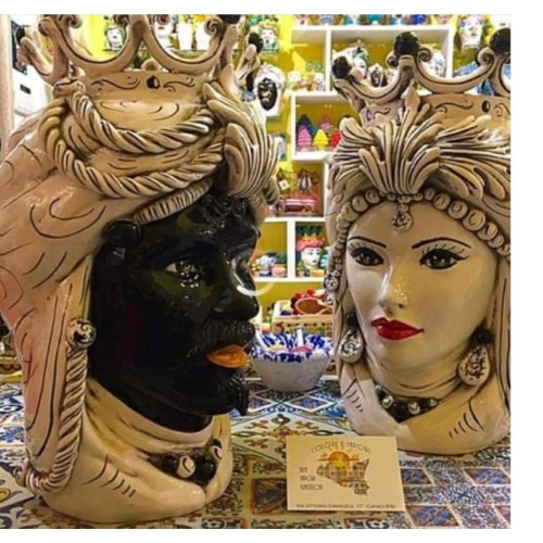 Chef för Moro Caltagirone med krona - höjd ca 37 cm - 