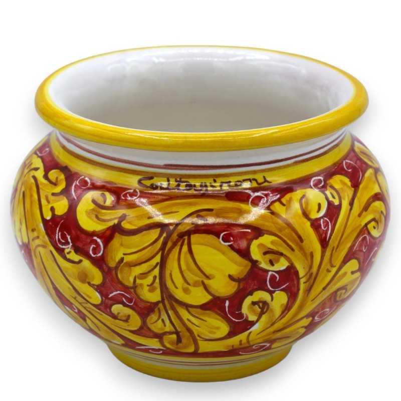 Cachepot Cache pot en céramique Caltagirone, avec 5 options de tailles (1pc) Décoration baroque jaune sur fond rouge - 