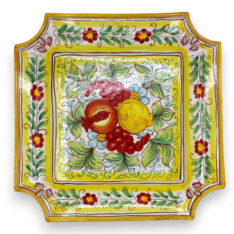 Bandeja central octogonal perfurada, cerâmica Caltagirone, aproximadamente 35 x 35 cm. (1pc) com 6 opções de decoração -