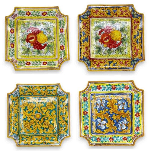 Bandeja central octogonal perfurada, cerâmica Caltagirone, aproximadamente 35 x 35 cm. (1pc) com 6 opções de decoração -