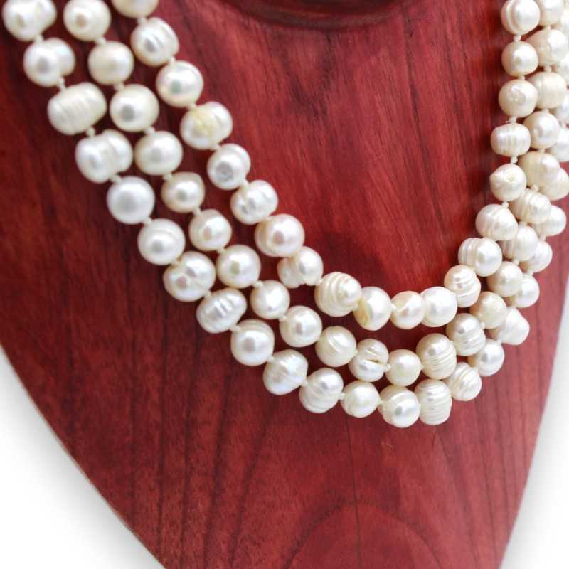 Collar de Perlas Naturales Con Estrella Para Hombre – Acero y Plata