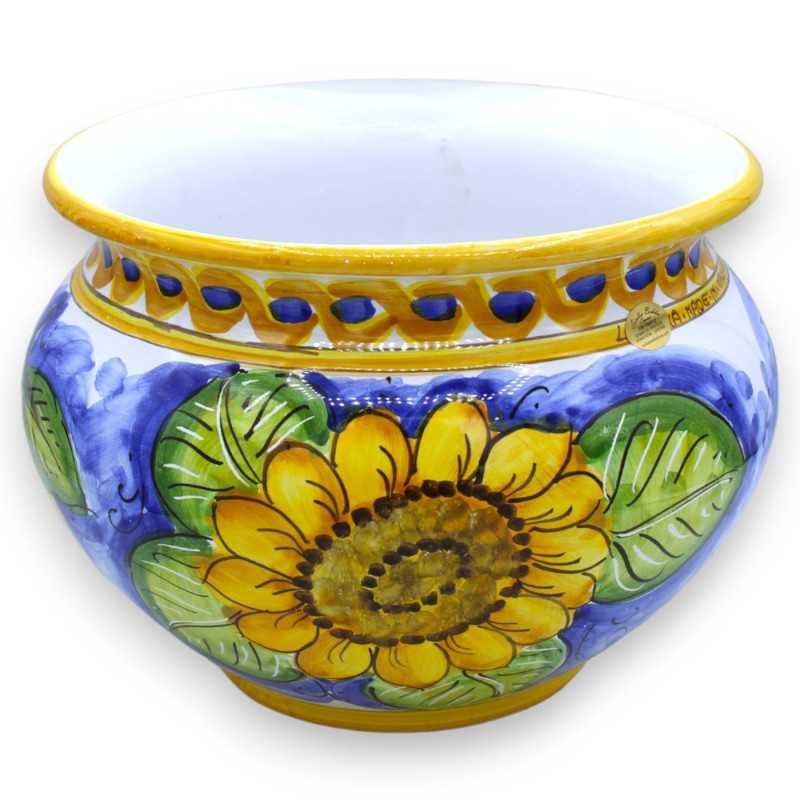 Cachepot Maceta de cerámica siciliana, decoración de girasoles y limones - en diferentes tamaños (1ud) - 