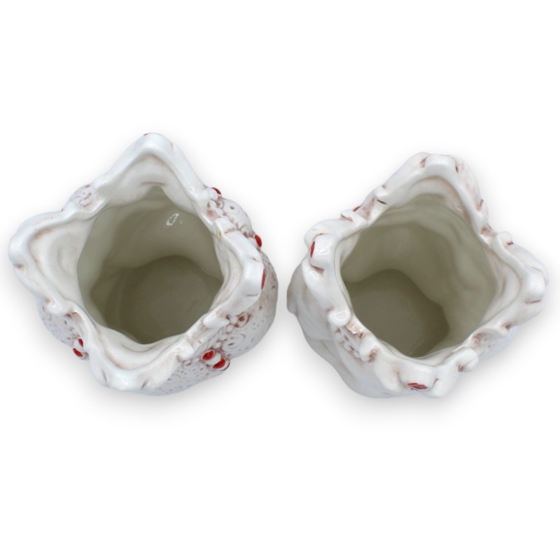 Paire de têtes mauresques en céramique de Caltagirone – environ 18 cm de hauteur. Émirienne, avec détails rouges. MD7 - 