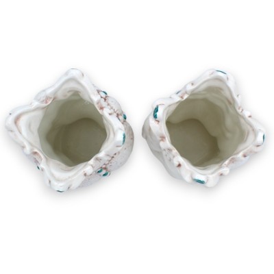 Paar keramische Moorse hoofden van Caltagirone - ca. 18 cm hoog. Emiri, met groene details. MD10 - 