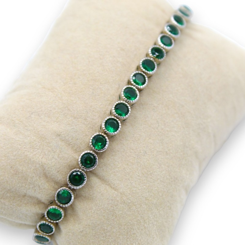 Bracelet Souple Vintage Argent Et émail Vert émeraude – Bijou Femme, Maillons, Sans Marque