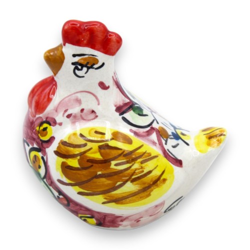 Caltagirone keramische kip - h 8 x 7 cm ongeveer. (1 st) met 3 kleuropties en willekeurige decoratie -  2